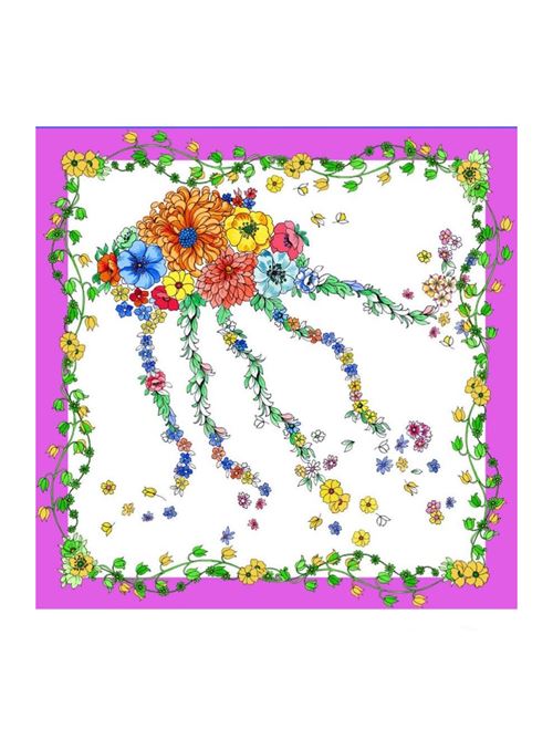 Foulard sartoriale in twill di seta con medusa Laboratorio Capri | FOULARDMEDUSAFUCSIA